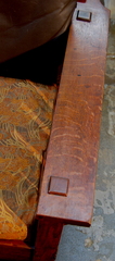 Detail true left arm, showing the quarter sawed white oak figure.